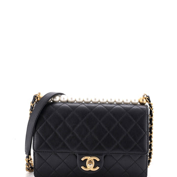 Chanel Chic Pearls Flap Bag Quilted Lambskin Small