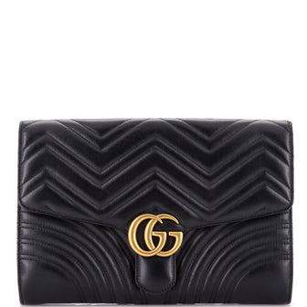 Gucci GG Marmont Flap Clutch Matelasse Leather