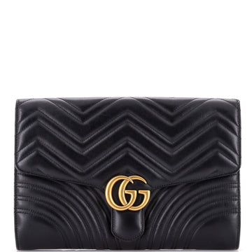 Gucci GG Marmont Flap Clutch Matelasse Leather