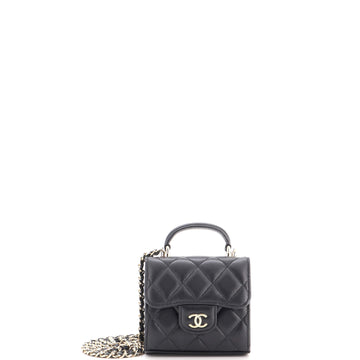Chanel Square Classic Flap Top Handle Clutch with Chain Quilted Lambskin