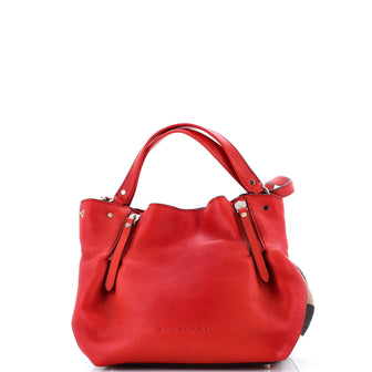 Burberry Maidstone Tote Leather and House Check Canvas Medium
