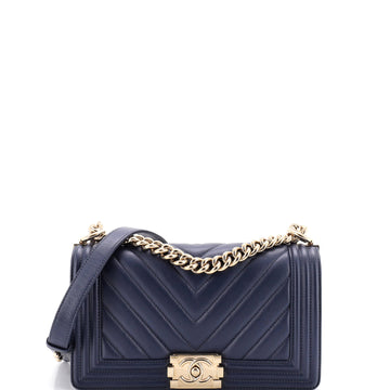 Chanel Boy Flap Bag Chevron Calfskin Old Medium