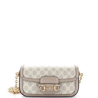 Gucci Horsebit 1955 Shoulder Bag GG Coated Canvas with Leather East West