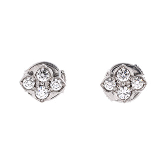 Cartier Hindu Floral Stud Earrings 18K White Gold and Diamonds