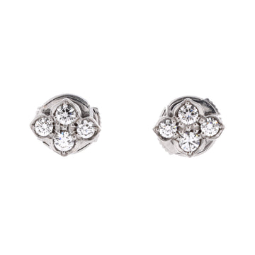 Cartier Hindu Floral Stud Earrings 18K White Gold and Diamonds