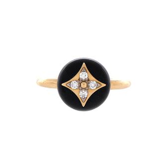 Louis Vuitton B Blossom Ring 18K Yellow Gold and 18K White Gold with Onyx and Diamonds