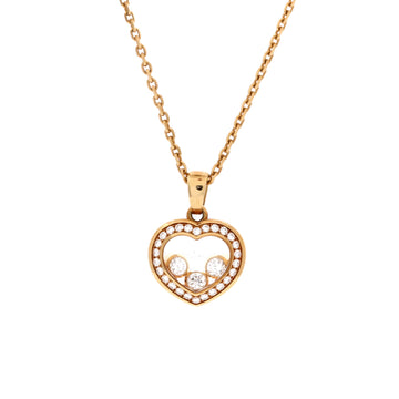 Chopard Happy Diamonds Heart Pendant Necklace 18K Yellow Gold with Diamonds and 3 Floating Diamonds