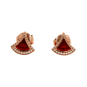 Bvlgari Divas' Dream Stud Earrings 18K Rose Gold with Carnelian and Diamonds