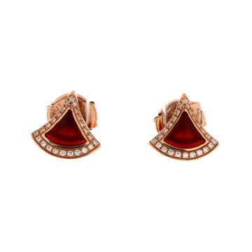 Bvlgari Divas' Dream Stud Earrings 18K Rose Gold with Carnelian and Diamonds