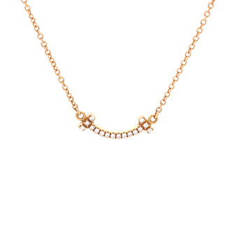 Tiffany & Co. T Smile Pendant Necklace 18K Rose Gold with Diamonds Mini