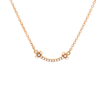 Tiffany & Co. T Smile Pendant Necklace 18K Rose Gold with Diamonds Mini