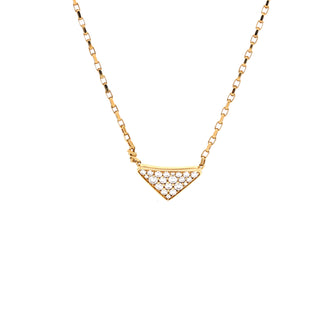 Prada Eternal Gold Triangle Pendant Necklace 18K Yellow Gold with Pave Diamonds Micro