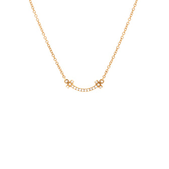 Tiffany & Co. T Smile Pendant Necklace 18K Yellow Gold with Diamonds Mini