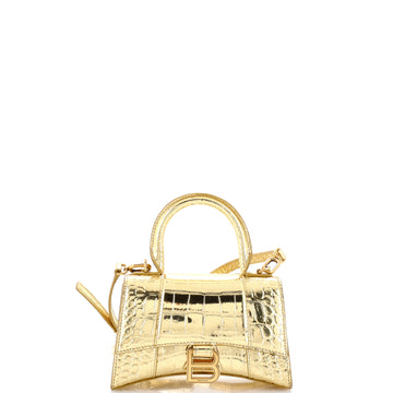 Balenciaga Hourglass Top Handle Bag Crocodile Embossed Leather XS