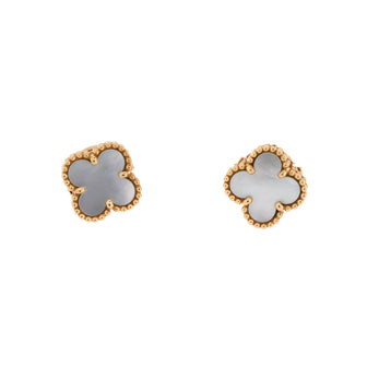 Van Cleef & Arpels Sweet Alhambra Stud Earrings 18K Yellow Gold and Mother of Pearl
