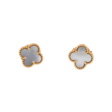 Van Cleef & Arpels Sweet Alhambra Stud Earrings 18K Yellow Gold and Mother of Pearl