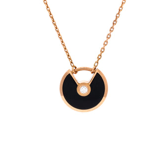 Cartier Amulette de Cartier Pendant Necklace 18K Rose Gold with Onyx and Diamond XS