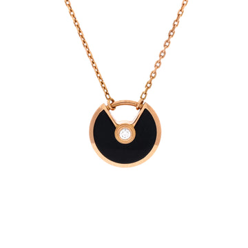 Cartier Amulette de Cartier Pendant Necklace 18K Rose Gold with Onyx and Diamond XS