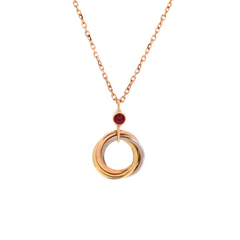 Cartier Trinity Pendant Necklace 18K Tricolor Gold and Ruby