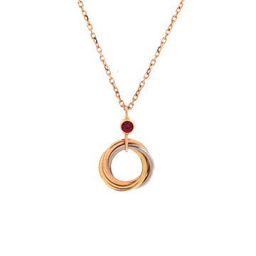 Cartier Trinity Pendant Necklace 18K Tricolor Gold and Ruby