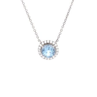 Tiffany & Co. Soleste Round Pendant Necklace Platinum with Diamonds and Aquamarine