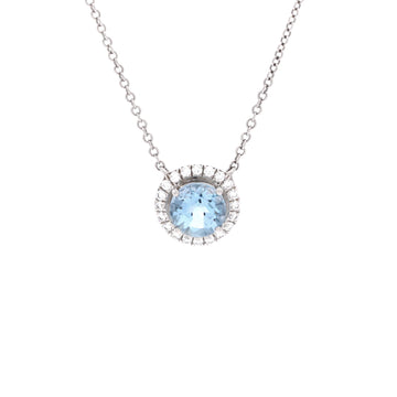 Tiffany & Co. Soleste Round Pendant Necklace Platinum with Diamonds and Aquamarine