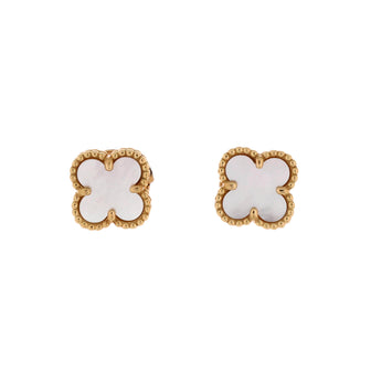 Van Cleef & Arpels Sweet Alhambra Stud Earrings 18K Yellow Gold and Mother of Pearl