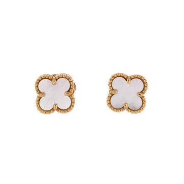 Van Cleef & Arpels Sweet Alhambra Stud Earrings 18K Yellow Gold and Mother of Pearl