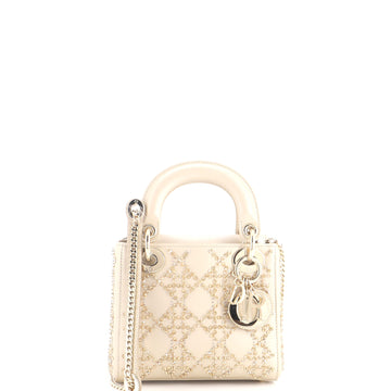 Christian Dior Lady Dior Chain Bag Crystal Embellished Cannage Quilt Leather Mini