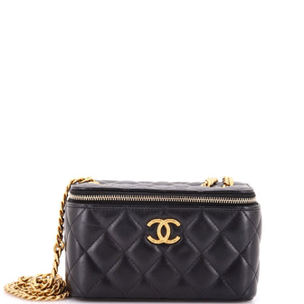 Chanel All Slide Long Vanity Case with Chain Quilted Lambskin Small