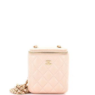 Chanel Vertical Classic Vanity Case with Chain Quilted Caviar Mini