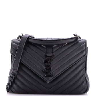 Saint Laurent Classic Monogram College Bag Matelasse Chevron Leather Medium
