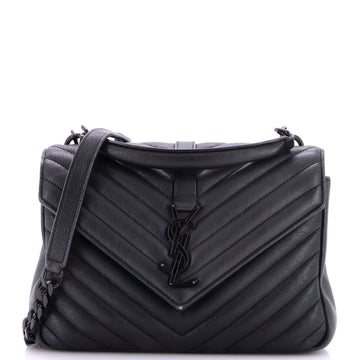 Saint Laurent Classic Monogram College Bag Matelasse Chevron Leather Medium