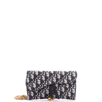 Christian Dior Saddle Chain Wallet Oblique Canvas