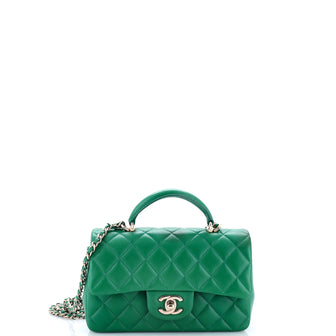 Chanel Classic Single Flap Top Handle Bag Quilted Lambskin Mini