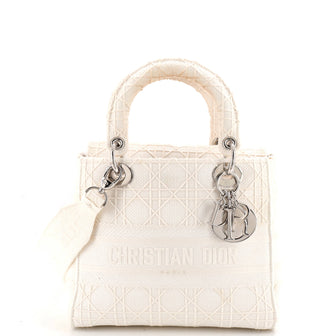 Christian Dior Lady D-Lite Bag Cannage Embroidered Canvas Medium