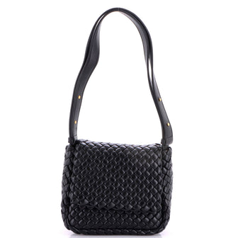 Bottega Veneta Cobble Flap Shoulder Bag Padded Intrecciato Leather Small