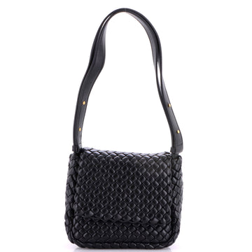 Bottega Veneta Cobble Flap Shoulder Bag Padded Intrecciato Leather Small