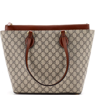 Gucci Linea A Zip Tote GG Coated Canvas and Leather Medium