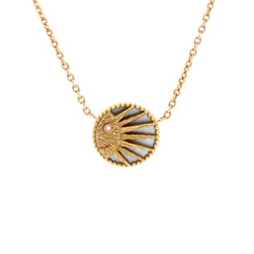 Christian Dior Rose Celeste Pendant Necklace 18K Yellow Gold and 18K White Gold with Diamond, Onyx, and Mother of Pearl