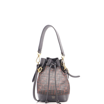 Fendi Mon Tresor Bucket Bag Zucca Mesh with Leather Mini
