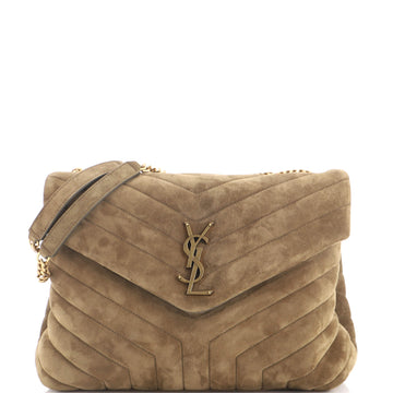 Saint Laurent Loulou Shoulder Bag Matelasse Chevron Suede Medium