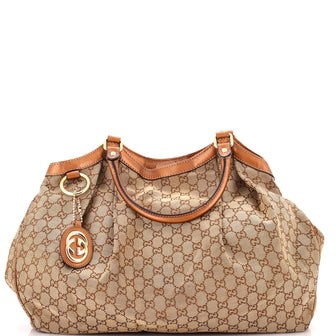 Gucci Sukey Tote GG Canvas with Leather Large