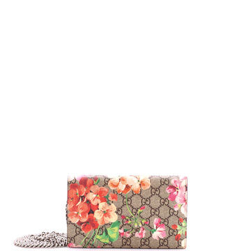 Gucci Chain Wallet Blooms Print GG Coated Canvas