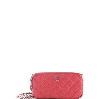 Chanel Double Zip Clutch with Chain Quilted Caviar