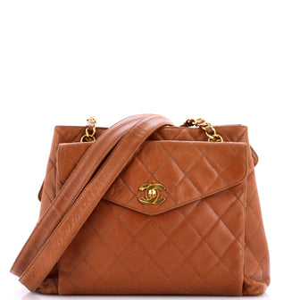 Chanel Vintage Front Pocket Shoulder Bag Quilted Caviar Large