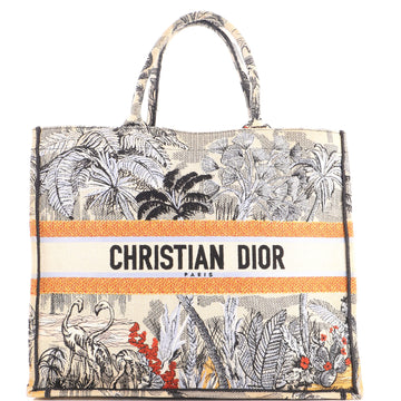 Christian Dior Book Tote Embroidered Canvas Large