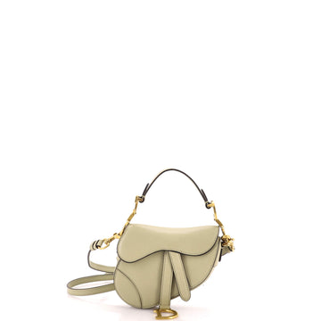 Christian Dior Saddle Handbag with Strap Leather Mini