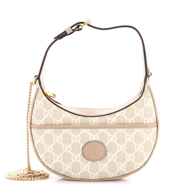 Gucci Interlocking G Patch Half Moon Hobo GG Coated Canvas Mini
