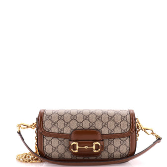 Gucci Horsebit 1955 Shoulder Bag GG Coated Canvas with Leather East West